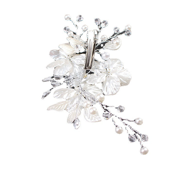 Elegant White Shell Pearl Crystal Hairpin for Wedding & Bridal Hair Accessory