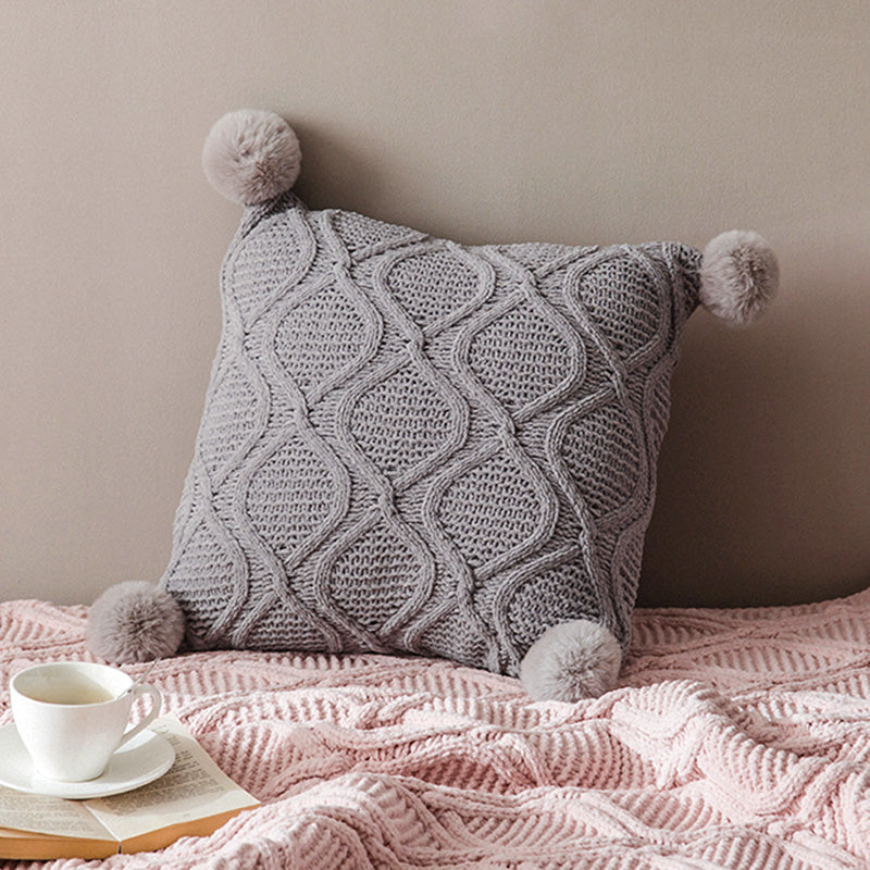Wind Ball Girl Pillow Cover 45x45cm - Knitted Cushion for Living Room