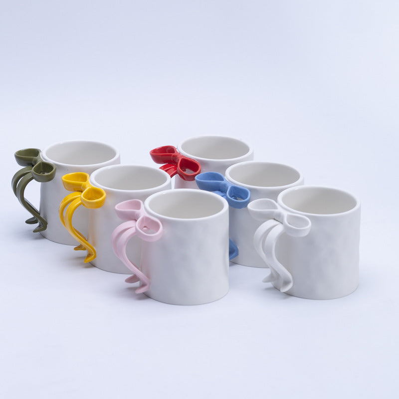 Cute Ceramic Bow Mug 400ml Ins Style Home Kitchen Drinkware
