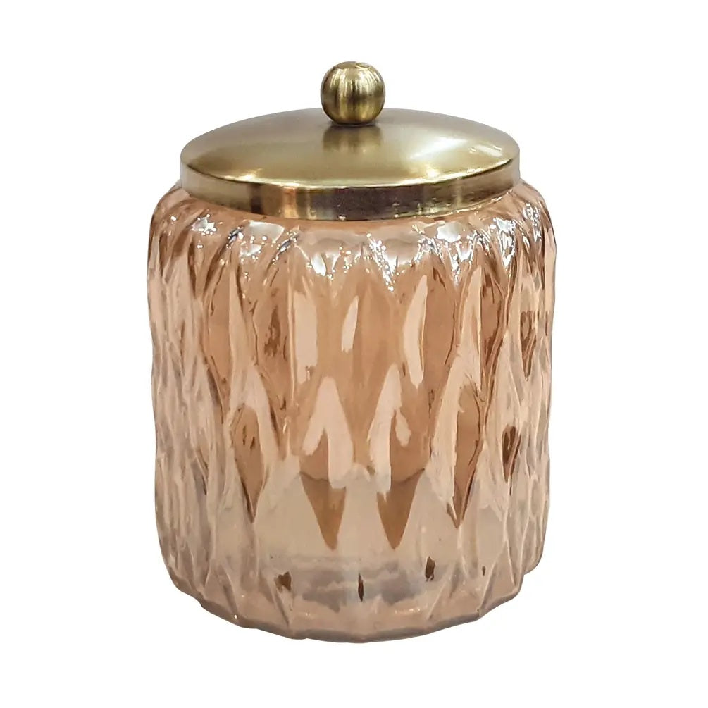 Glacier Amber Vanity Glass Jar Stylish Storage For Cotton