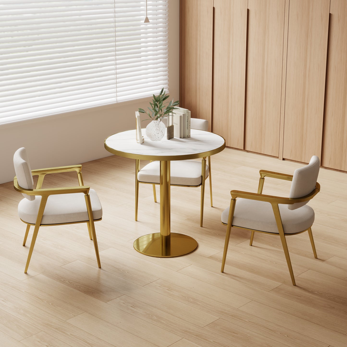 Round Bistro Table 31.5 Inches with Faux Marble Top - Light Slate Grey