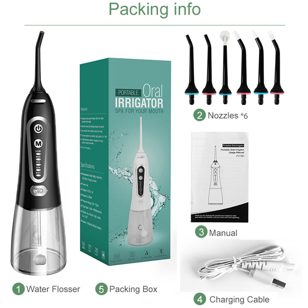 Portable Water Flosser with 5 Modes, Rechargeable Oral Irrigator, IP8 Waterproof