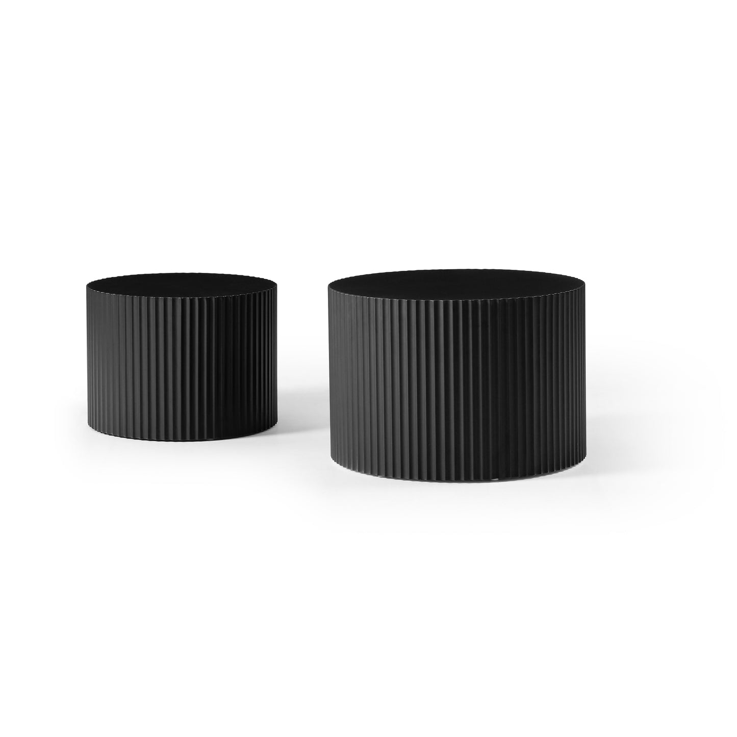 Nesting Table Set of 2 - Modern MDF Coffee Tables in Matt Black