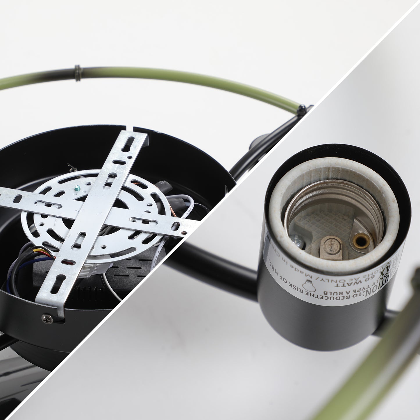 Industrial Ceiling Fan with Light - 3-Light Flush Mount Design
