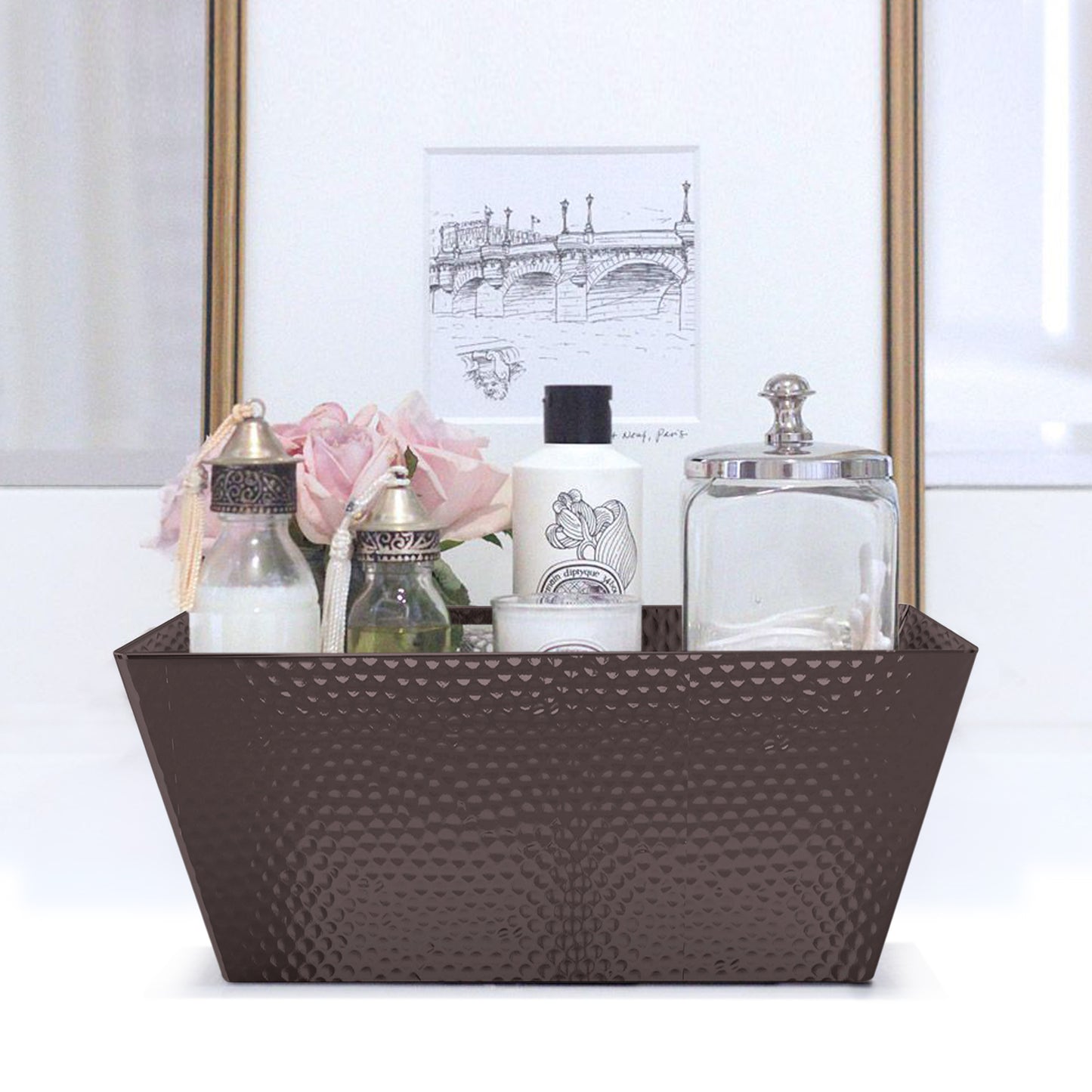 Hammered Stainless Steel Vanity Toilet Tank Tray Oil Rubbed Bronze
