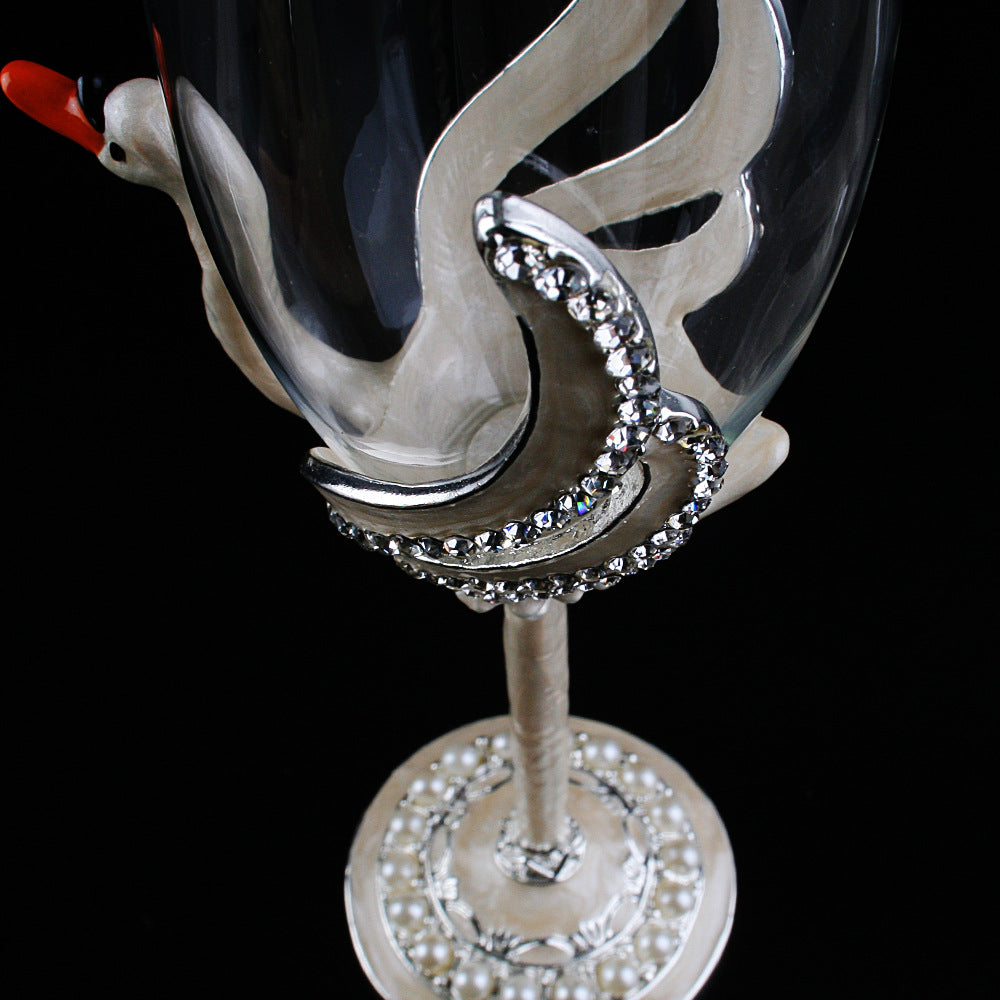 Crystal Swan Champagne Cup - White Glass Drinkware for Special Occasions