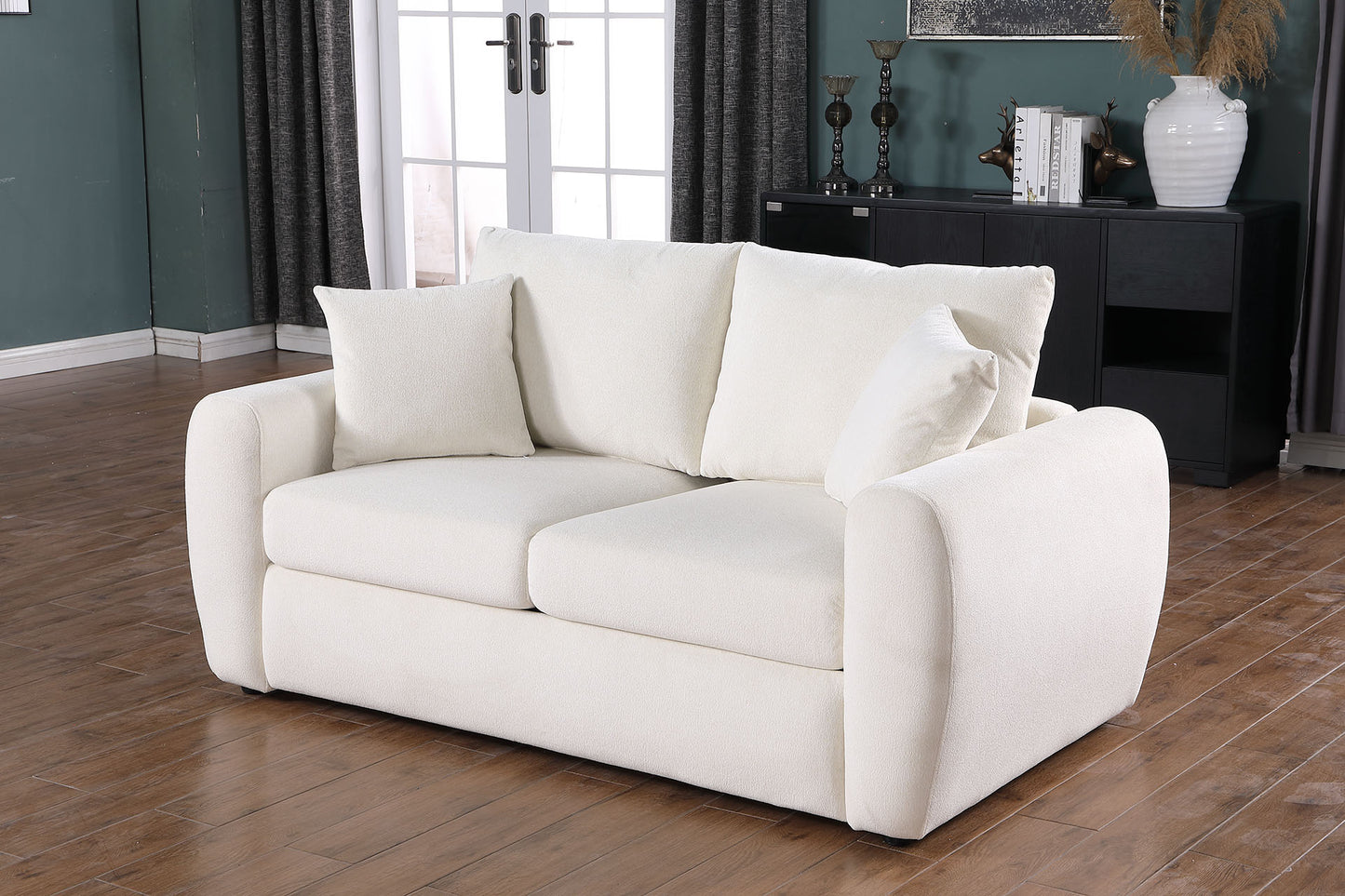 Beige Modern Minimalist Sofa - 2-Seater Medium-Soft Comfort