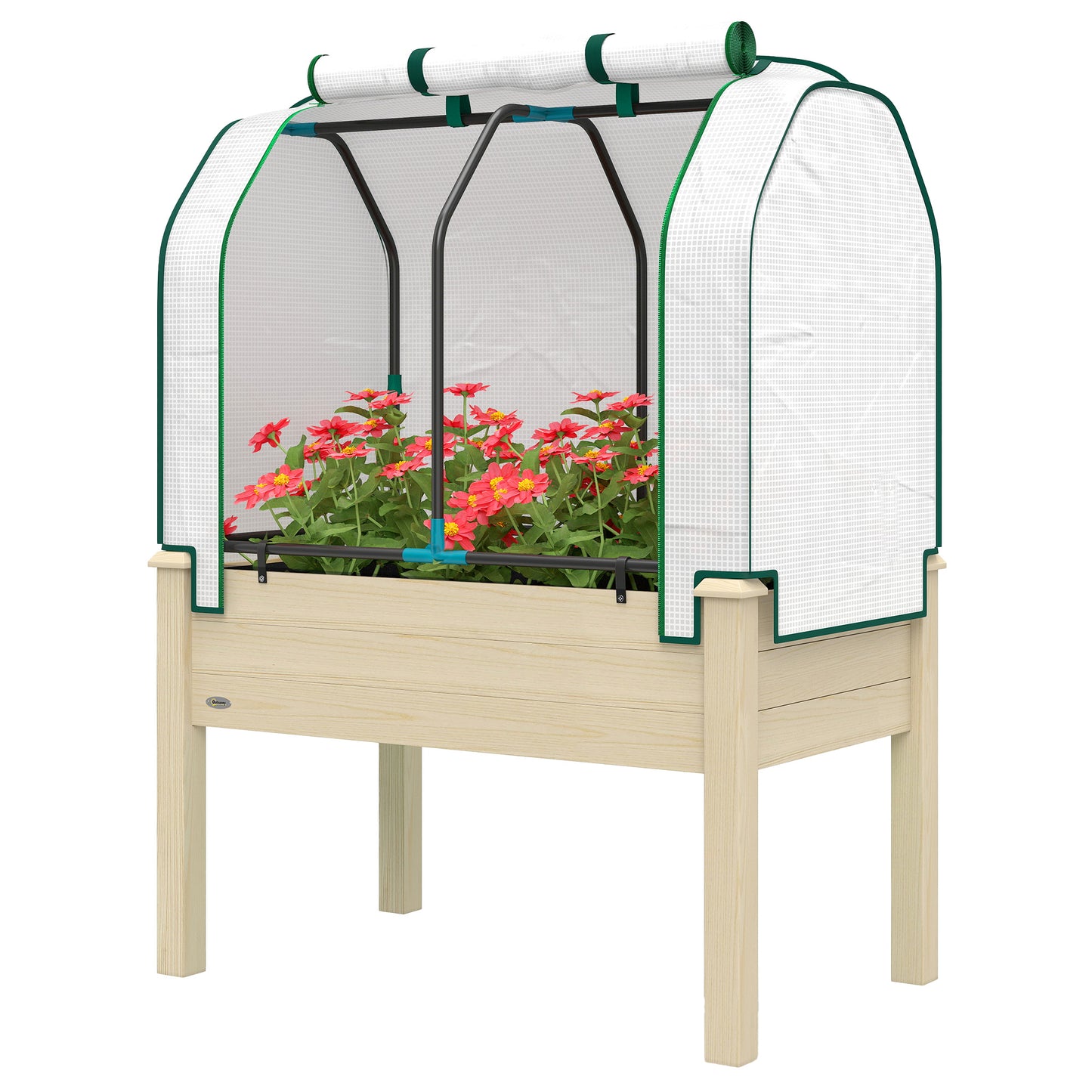 Outdoor Raised Garden Bed with PE Greenhouse Cover - 35x22x47 Inches