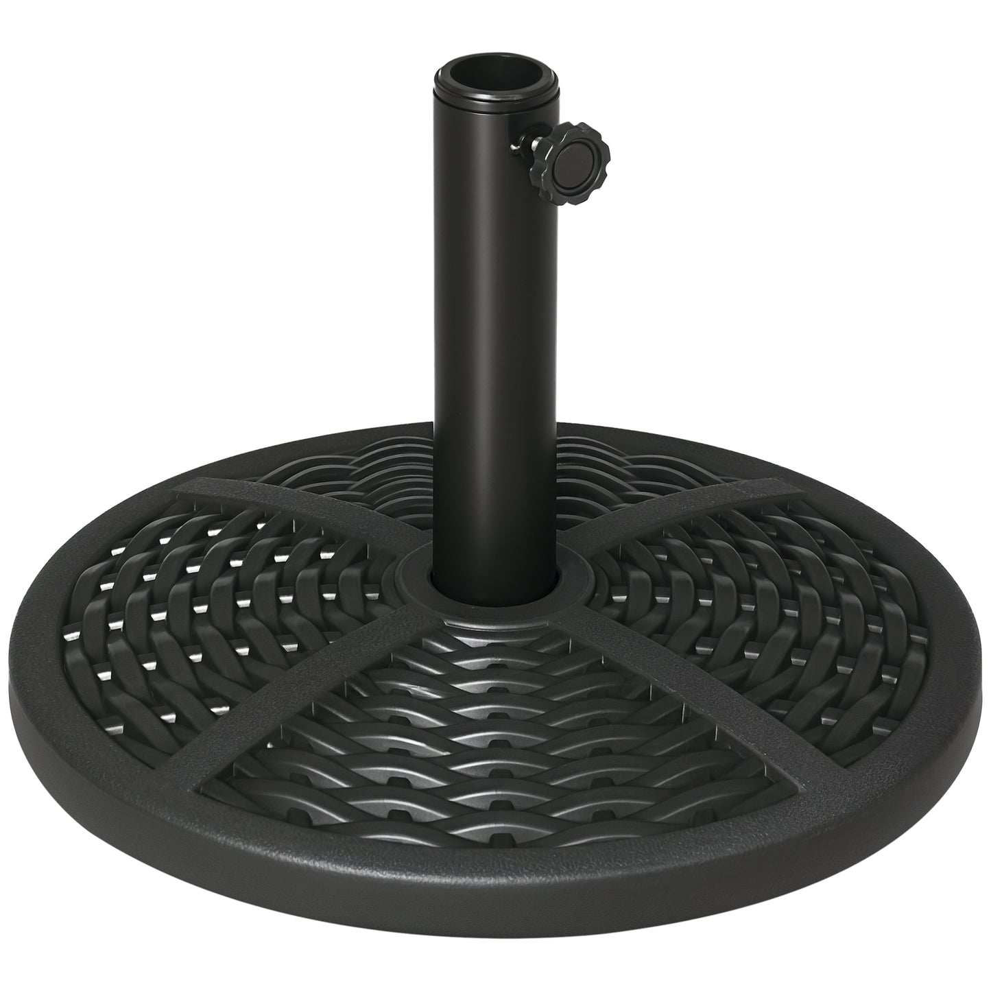 Heavy Duty 30 lbs Umbrella Base Stand - Rattan Design, Black