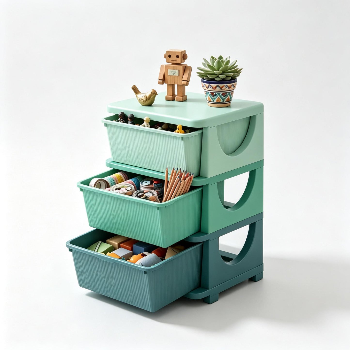 Multi-Tier Toy Storage Tower - Child-Friendly Green Organizer