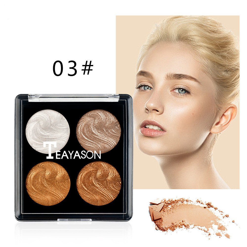 4-Color Highlighting Eyeshadow Palette Brightening Cake Makeup Set - CJ