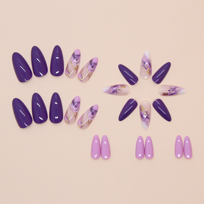 French Red Flower Nail Stickers - Light Purple Art Fake Nails, W1737
