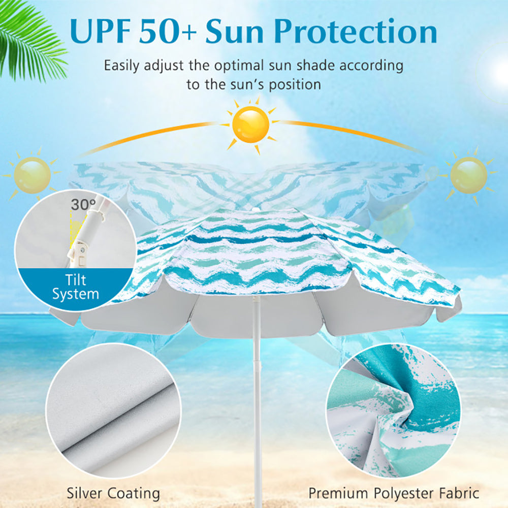 4-Piece Beach Umbrella Set with 2 Folding Chairs & Blanket