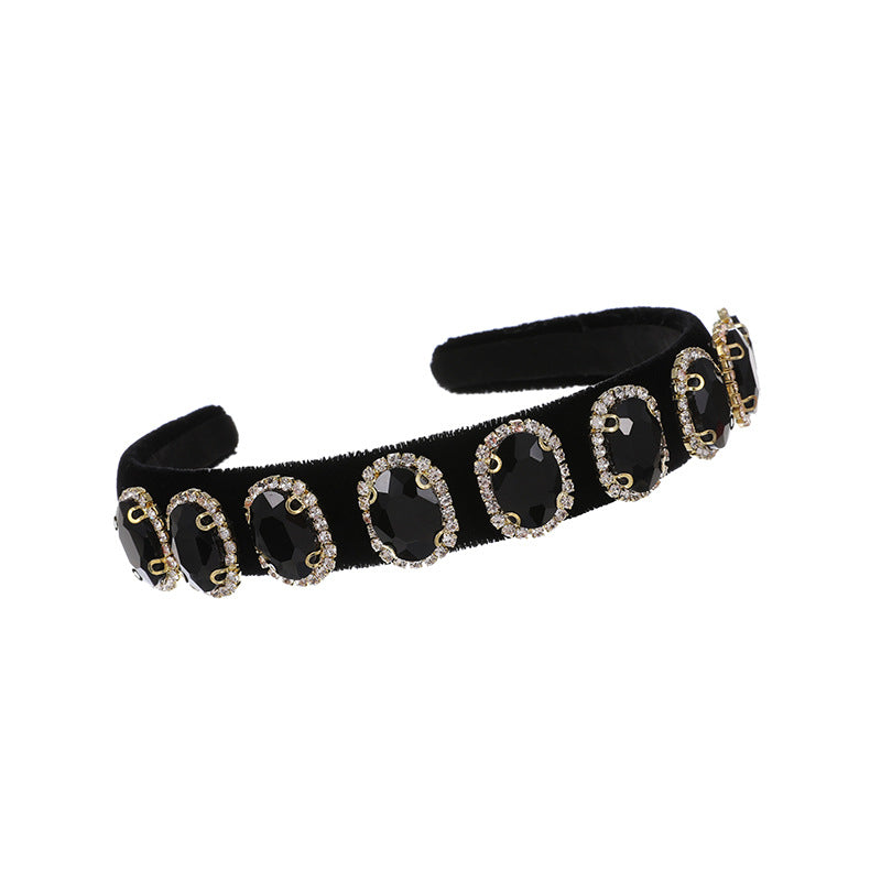 Women’s Fabric Diamond Round Headband with Chain Clip - Stylish Hair Accessory
