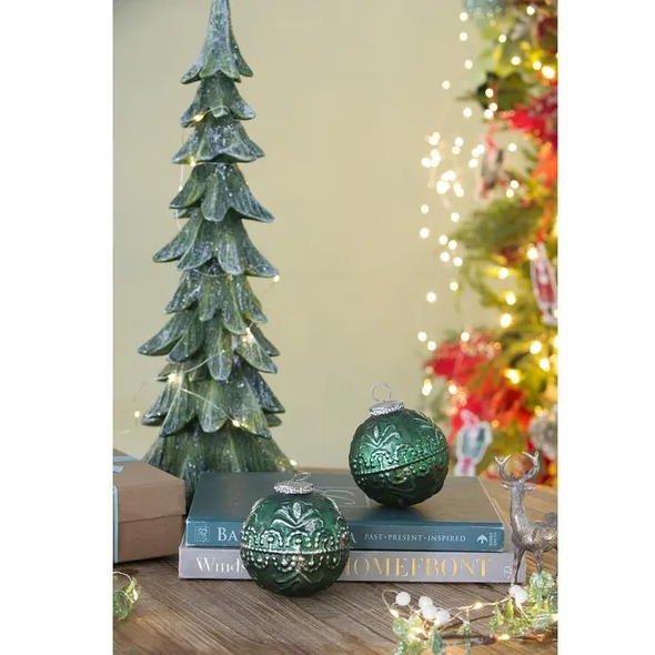 Christmas Ball Ornaments Set - 6 Glass Decorative Hanging Balls