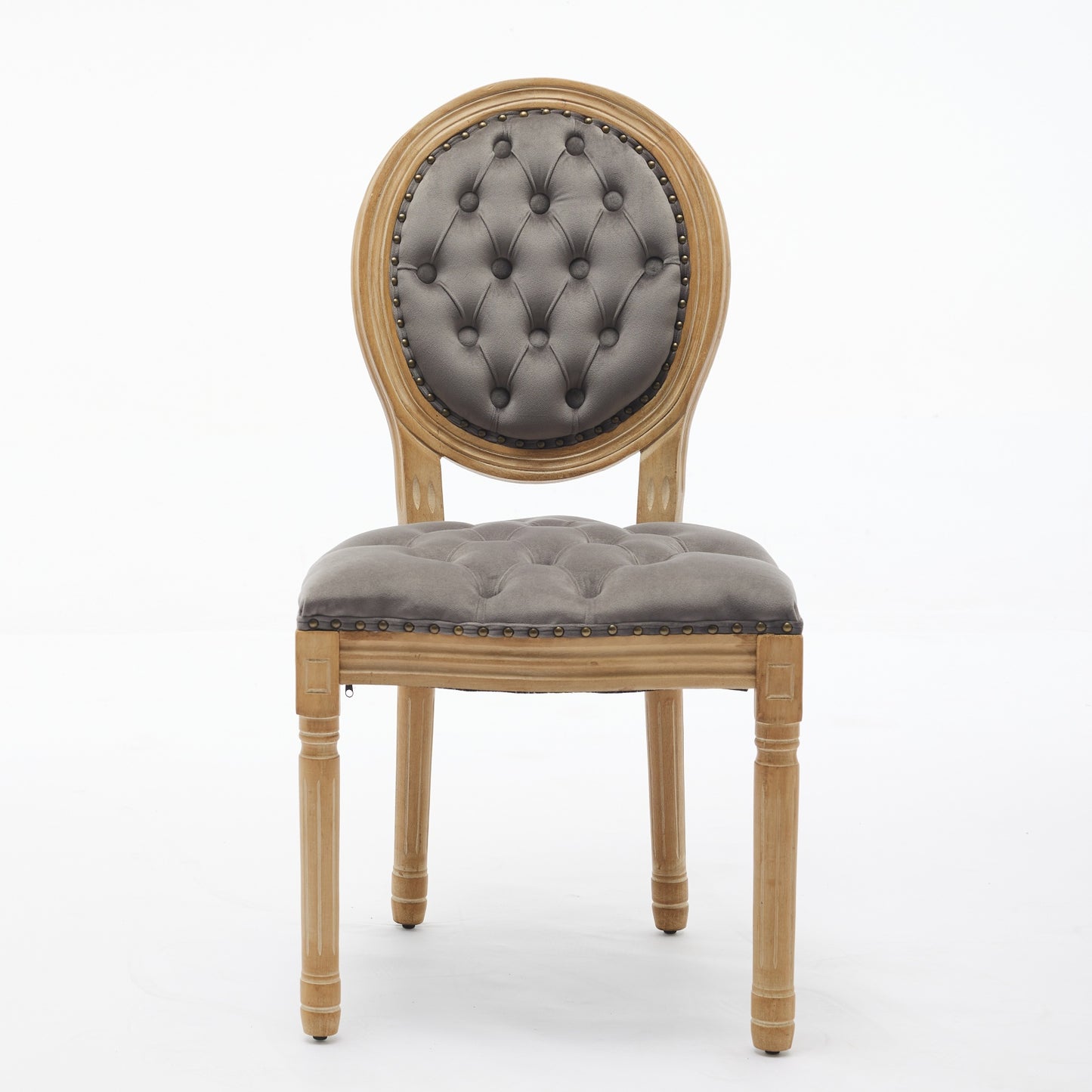 French Style Velvet Dining Chairs Set of 2 - Gray