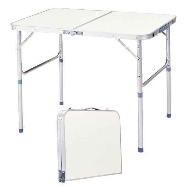 Home Use Aluminum Alloy Folding Table 90x60x70cm - White, Portable & Space-Saving