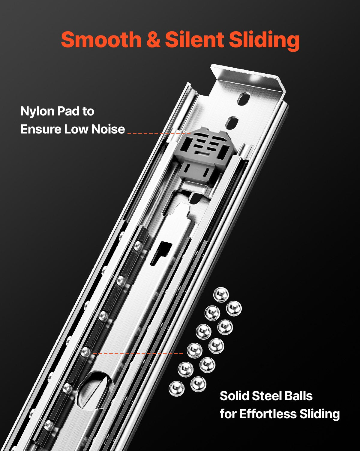 Heavy-Duty Drawer Slides - 18-60 In Full Extension, 500lbs Capacity
