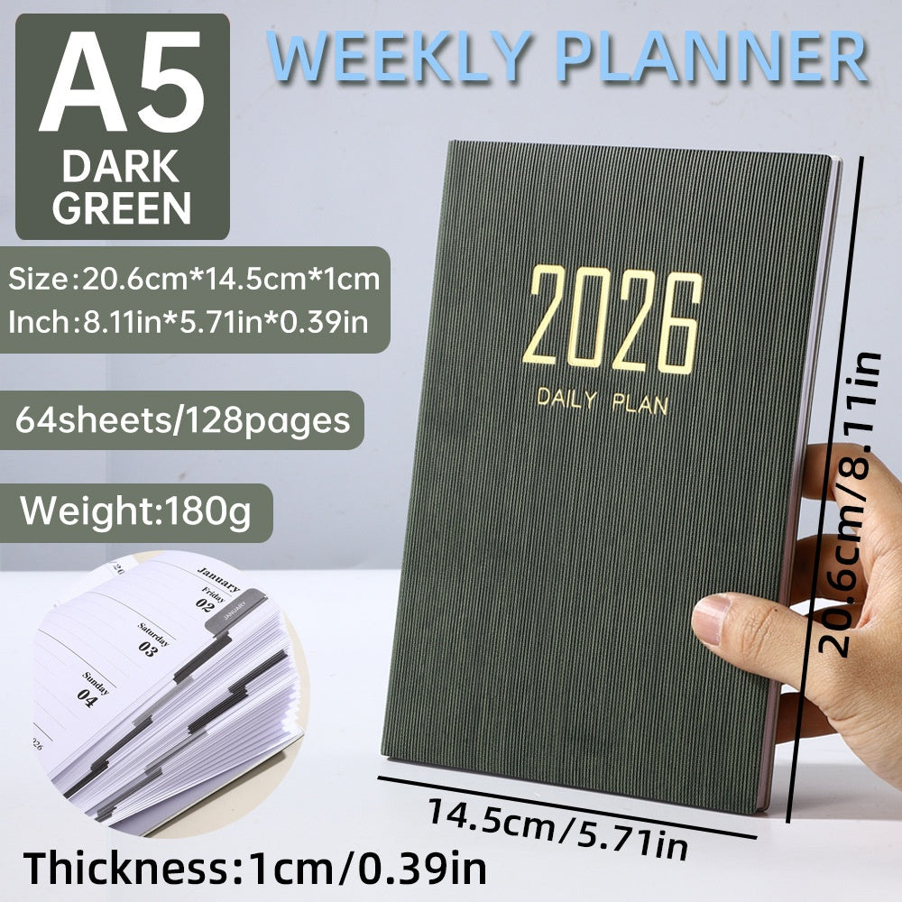 A5 Slim Leather Weekly Planner Notebook - Multiple Cover Colors