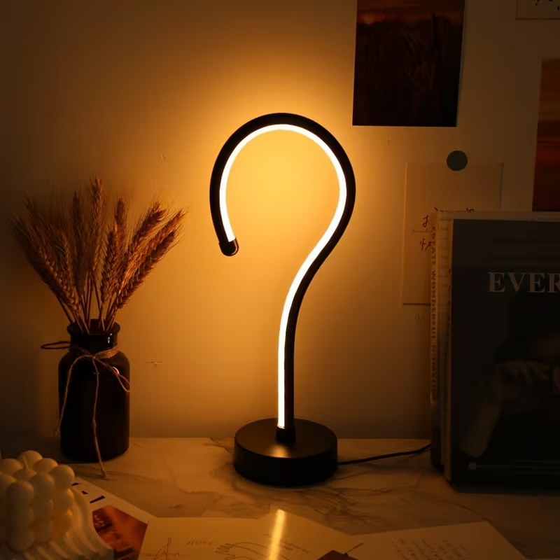 2-Pack Creative Question Mark Shape Table Lamps with 3 Color Dimmable USB Night Lights