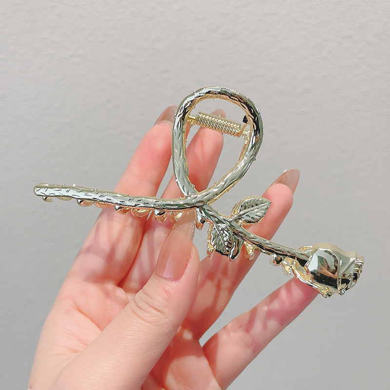 Oversized Metal Hair Clip Set - Rose Style Hair Accessories for Women