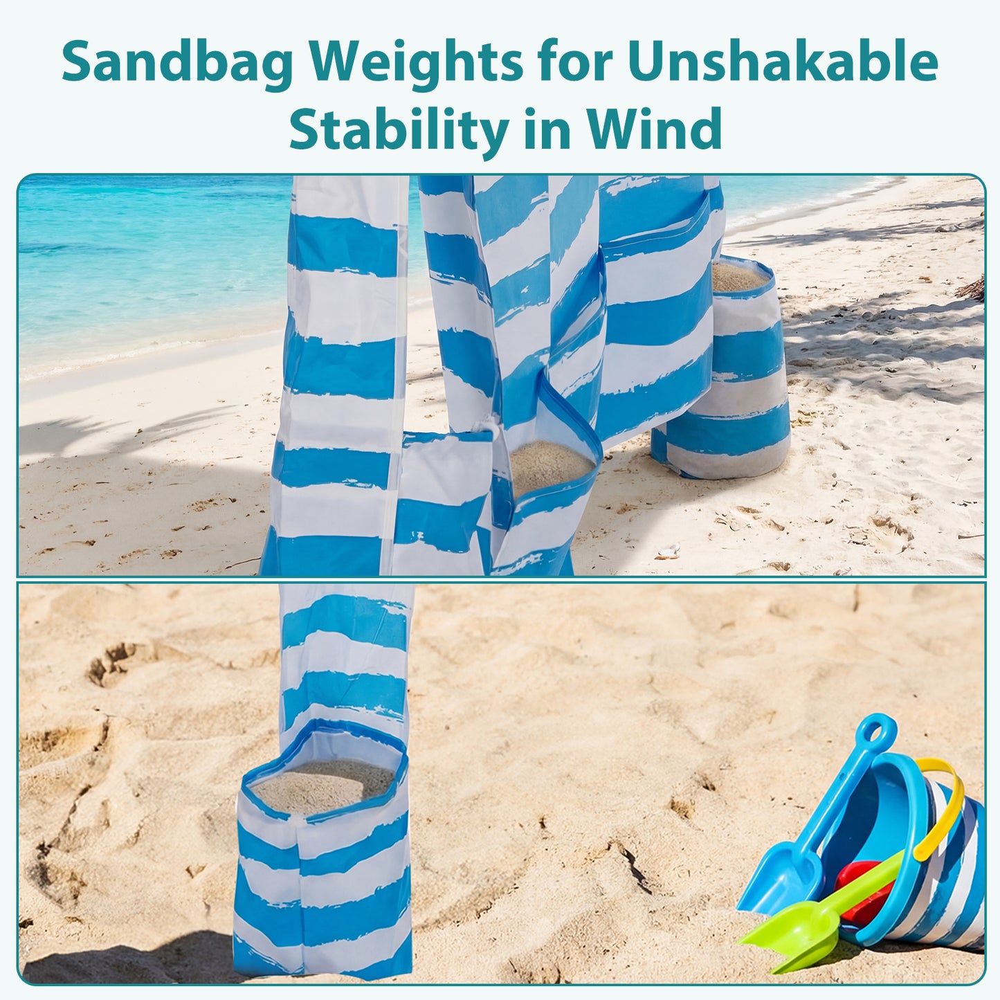 Portable Beach Sunshade Tent with Detachable Side Walls - 6ft