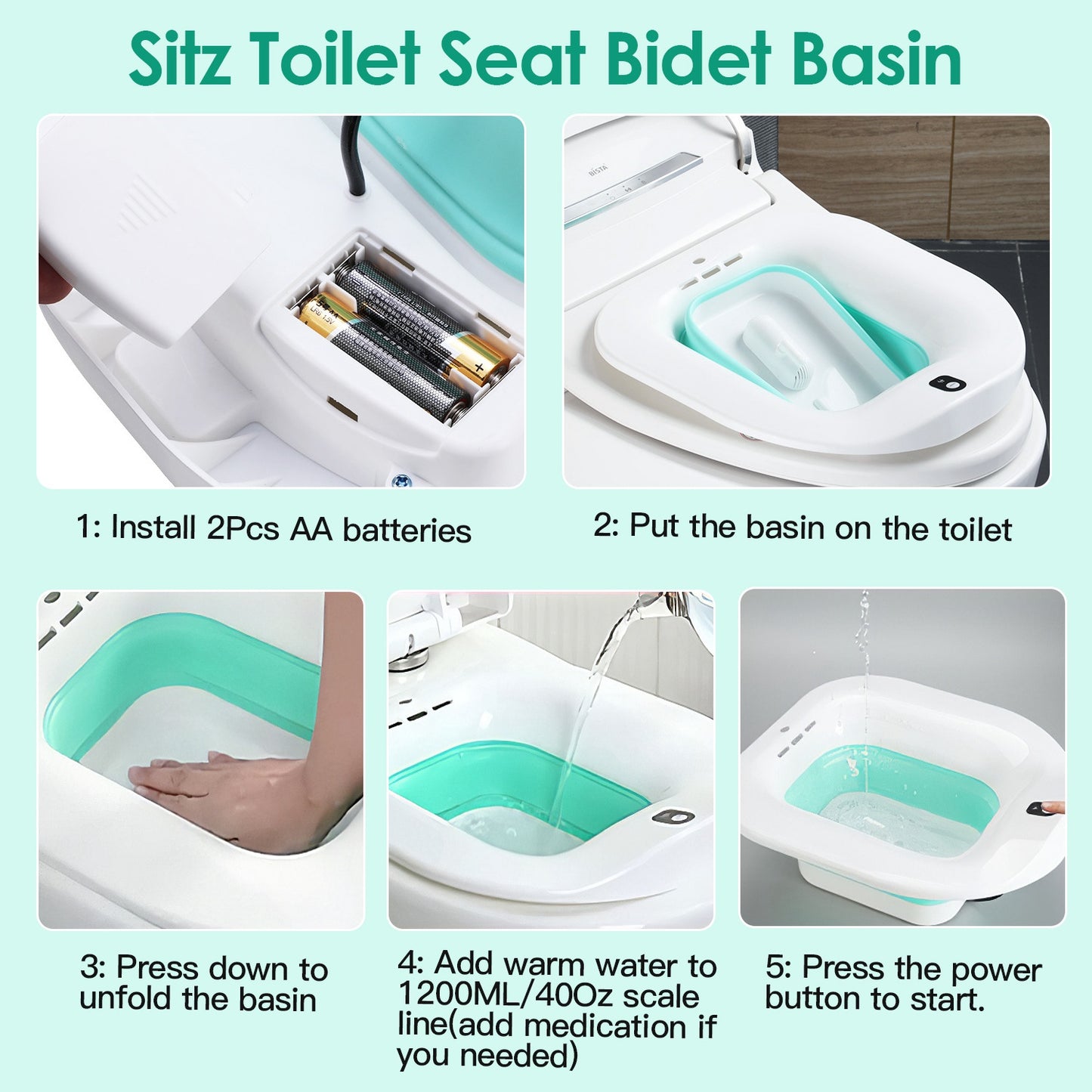 Foldable Postpartum Bidet Basin for Toilet - 1400ML White
