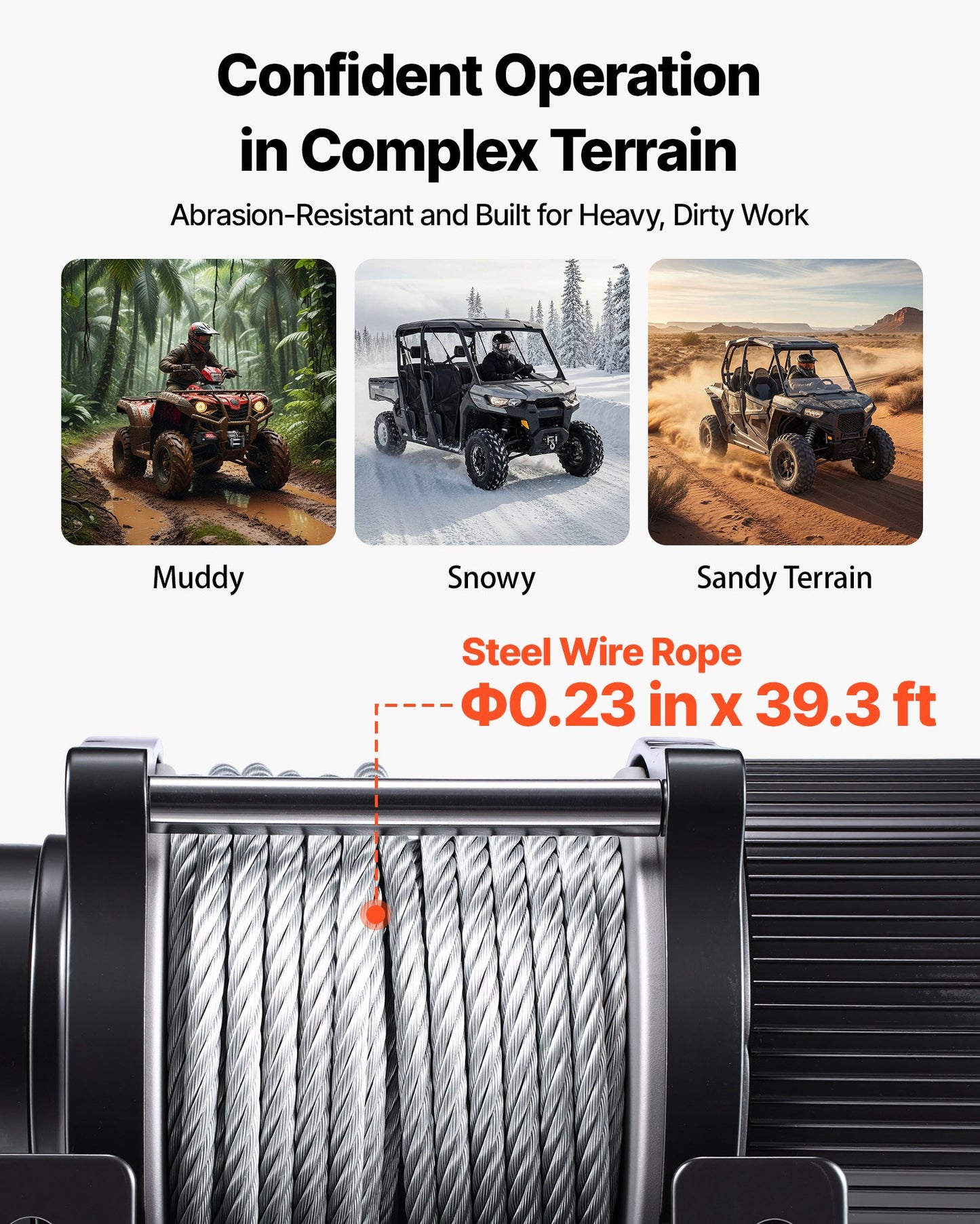 4500 Lb Electric Winch 12V DC for ATV UTV Off-Road with Steel Rope & Wireless Remote
