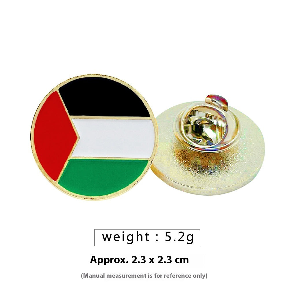 Free Palestine Flag Brooch Pin - Gold & Black Badge for Clothes & Accessories