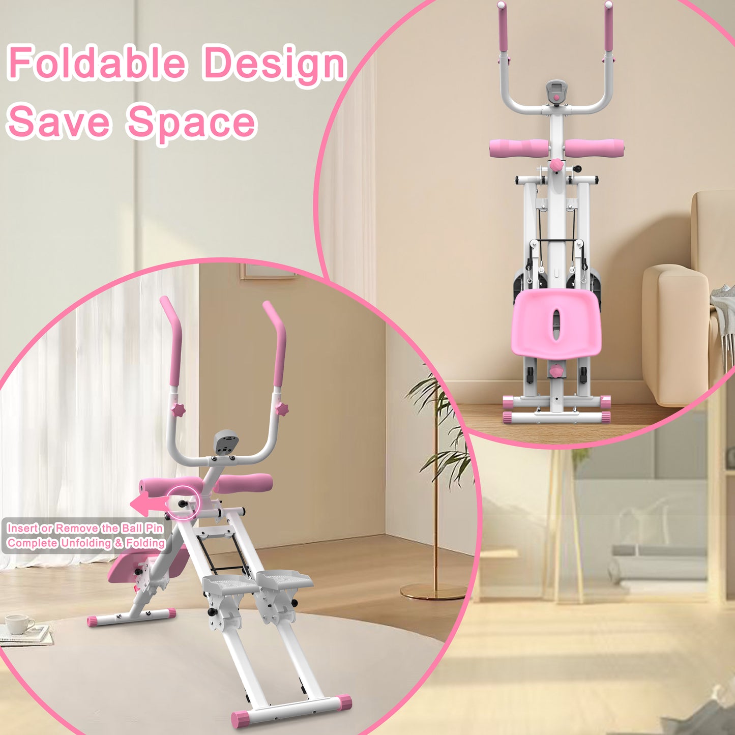 2-In-1 Stair Stepper and Ab Workout Machine - Pink