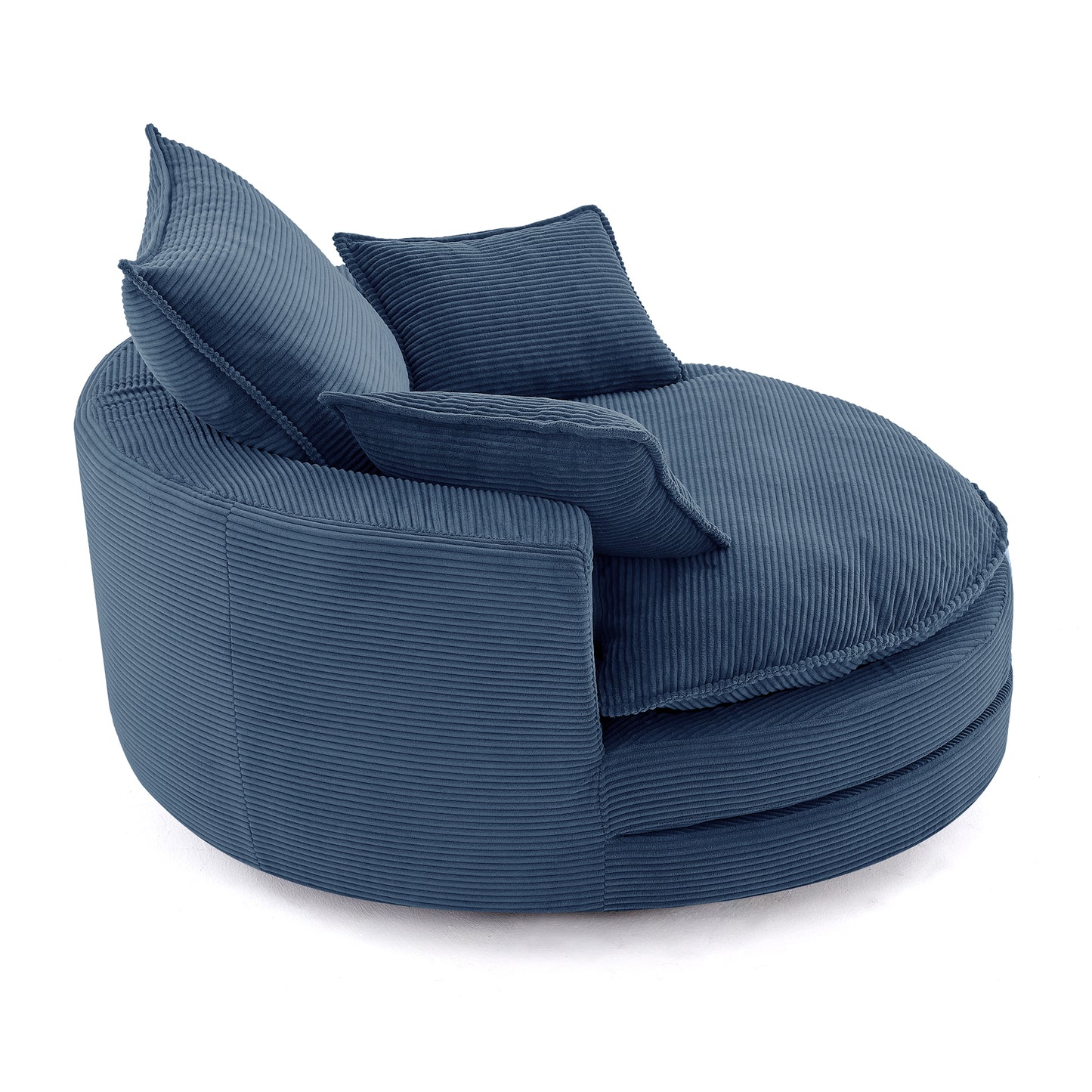360° Swivel Accent Chair with Dual-Layer Cushion - Blue