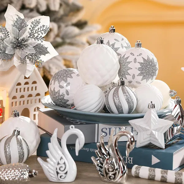 128pcs Christmas Ornament Balls Set - Shatterproof Baubles & Tree Topper