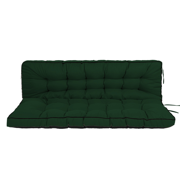 Outdoor Swing Cushions 55 Inch Waterproof 4-Inch Thick Replacement with Backrest & Ties - Green