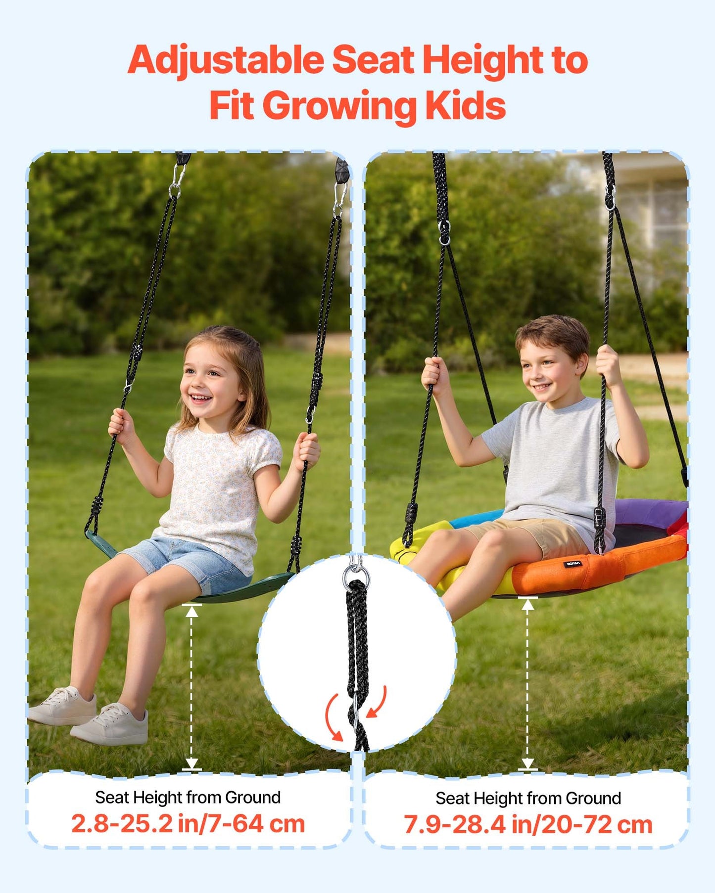 Heavy Duty Backyard Swing Set with Saucer & Belt Seats - 440 Lb Capacity, A-Frame Stand, Color Black