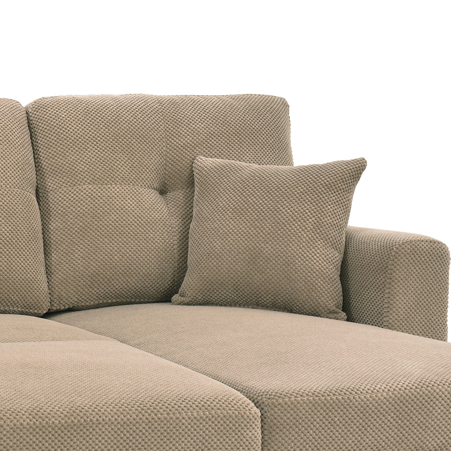 Reversible Chaise Sectional Sofa Bed with Storage - Camel