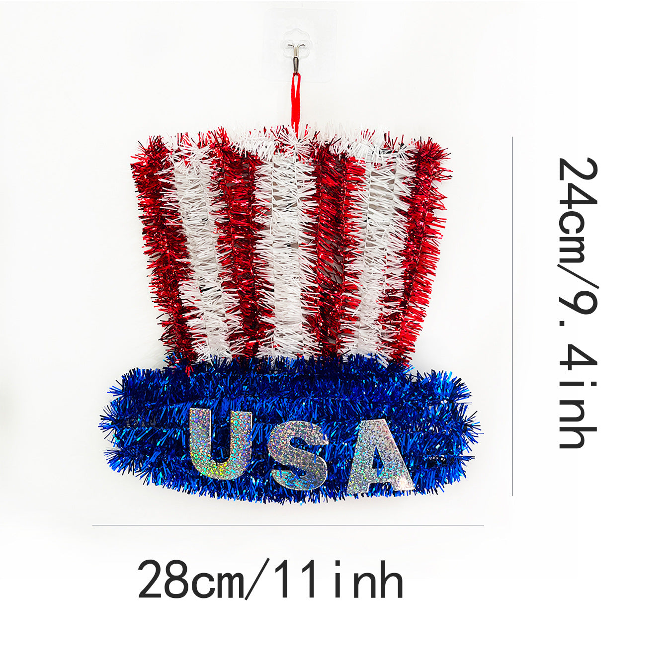 Red, White & Blue Wreath Wall Hanging Decoration for Door 28x24cm
