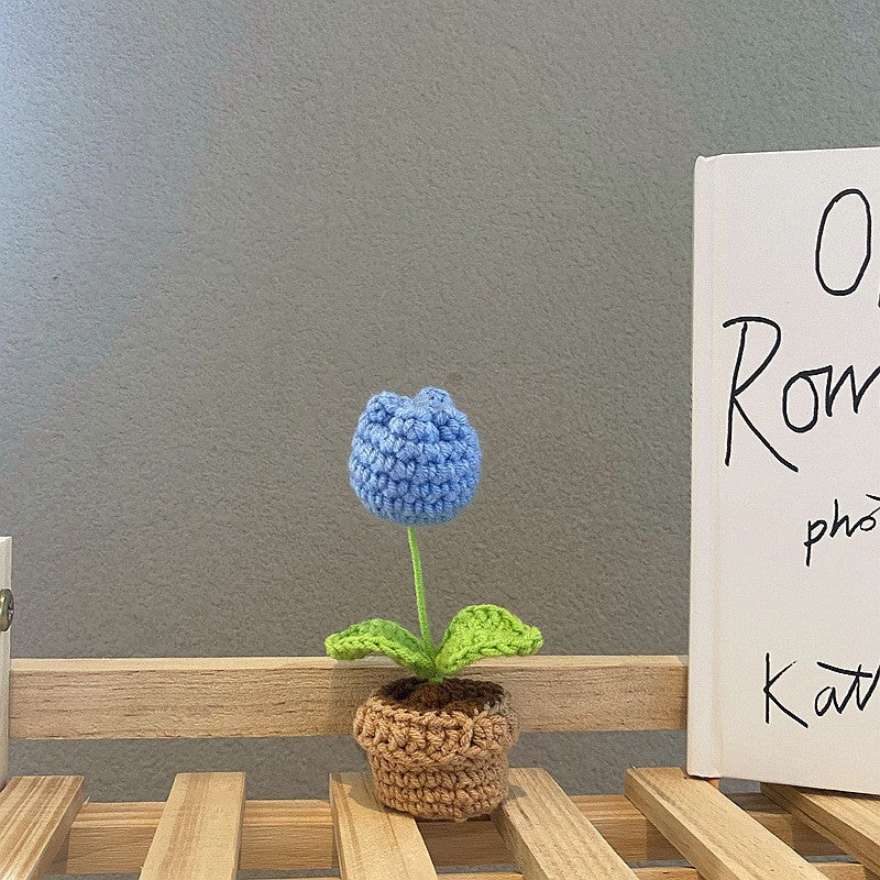 Mini Potted Artificial Flowers - Hand Woven Home Decor, All Colors