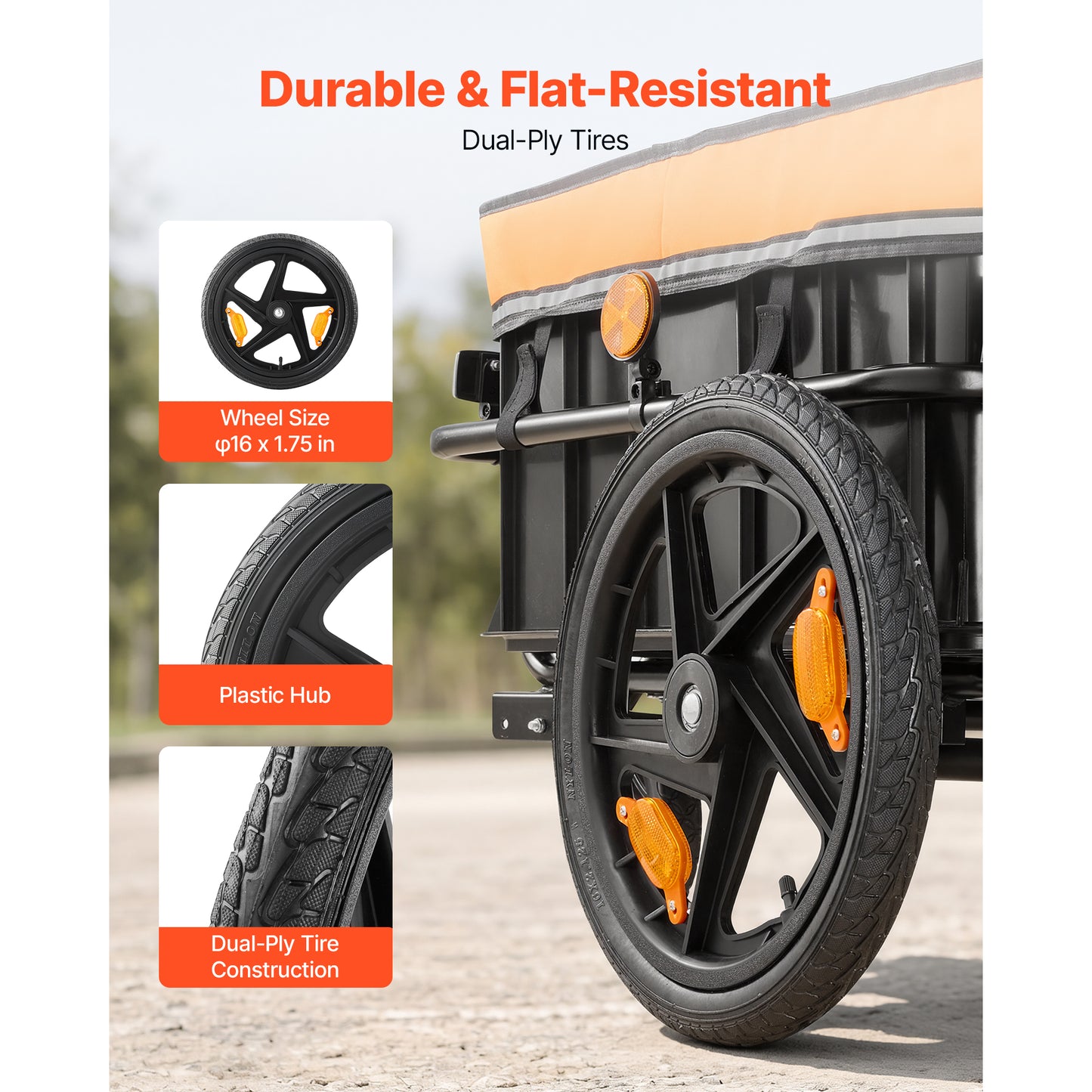 Heavy-Duty Bicycle Cargo Trailer 100Lbs with Waterproof Cover & Reflectors