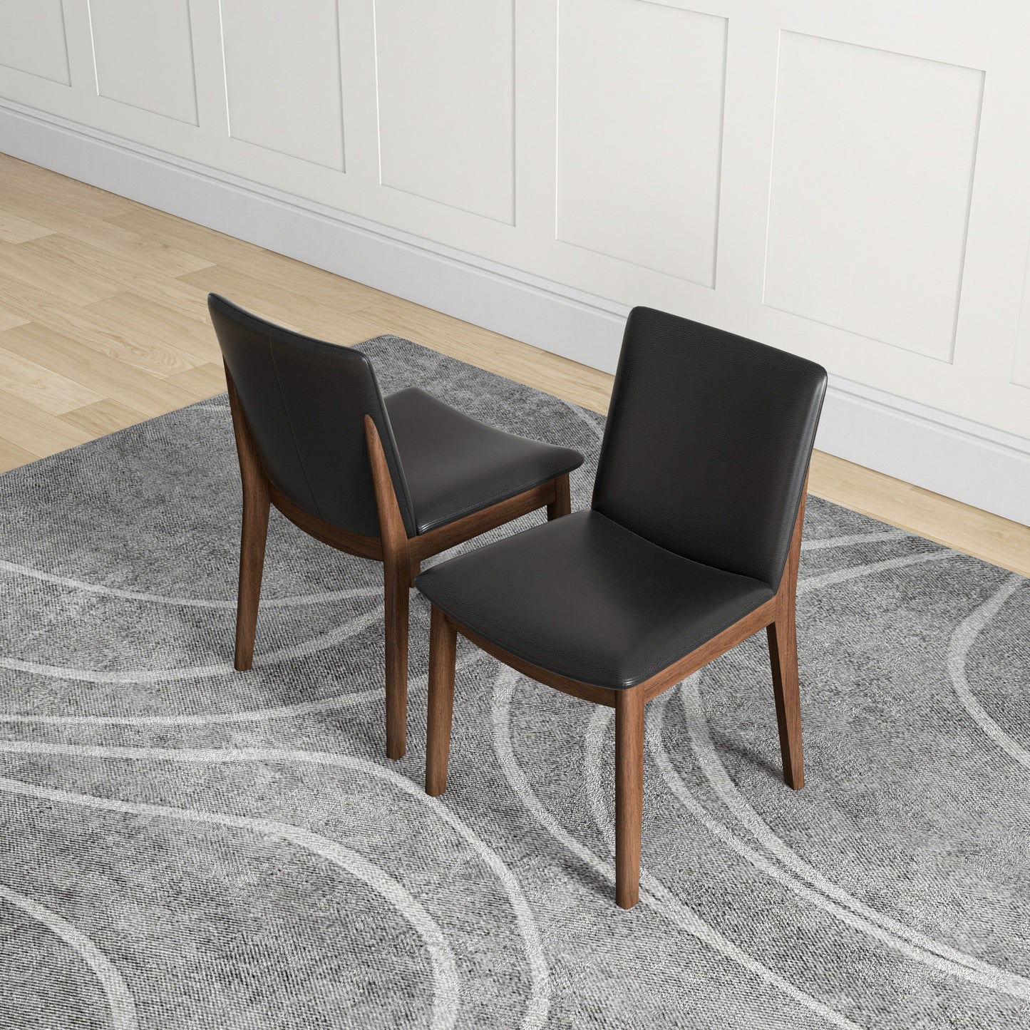 Solid Wood Frame Laura Mid-Century Modern Dining Chair Set Of 2 In