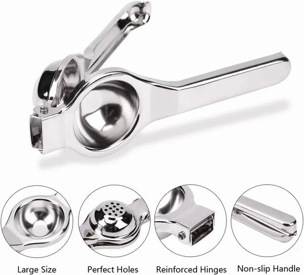 Manual Lemon Squeezer - Stainless Steel, Easy to Use, Dishwasher Safe