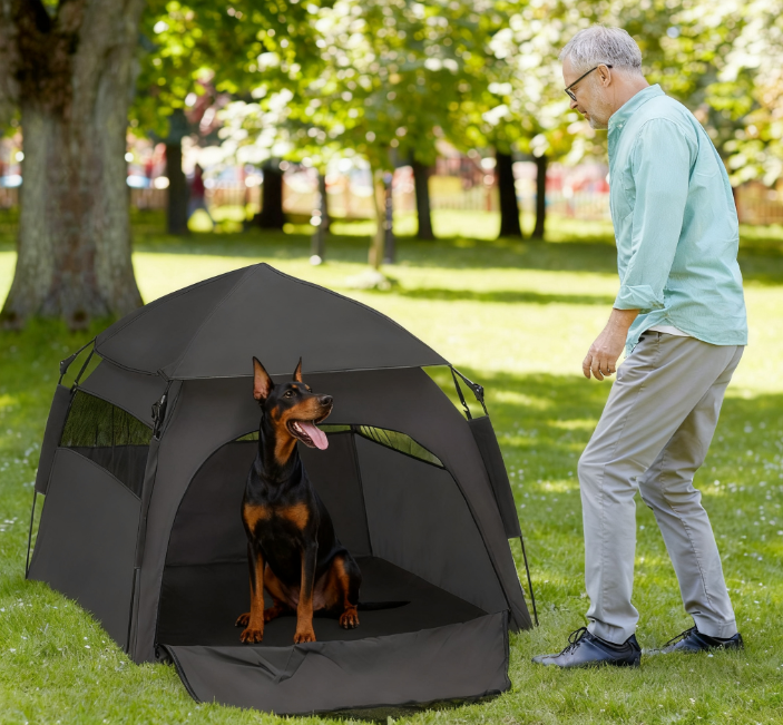 Portable Dog Tent with Carry Bag for Large Dogs, Sunshade & Ventilation