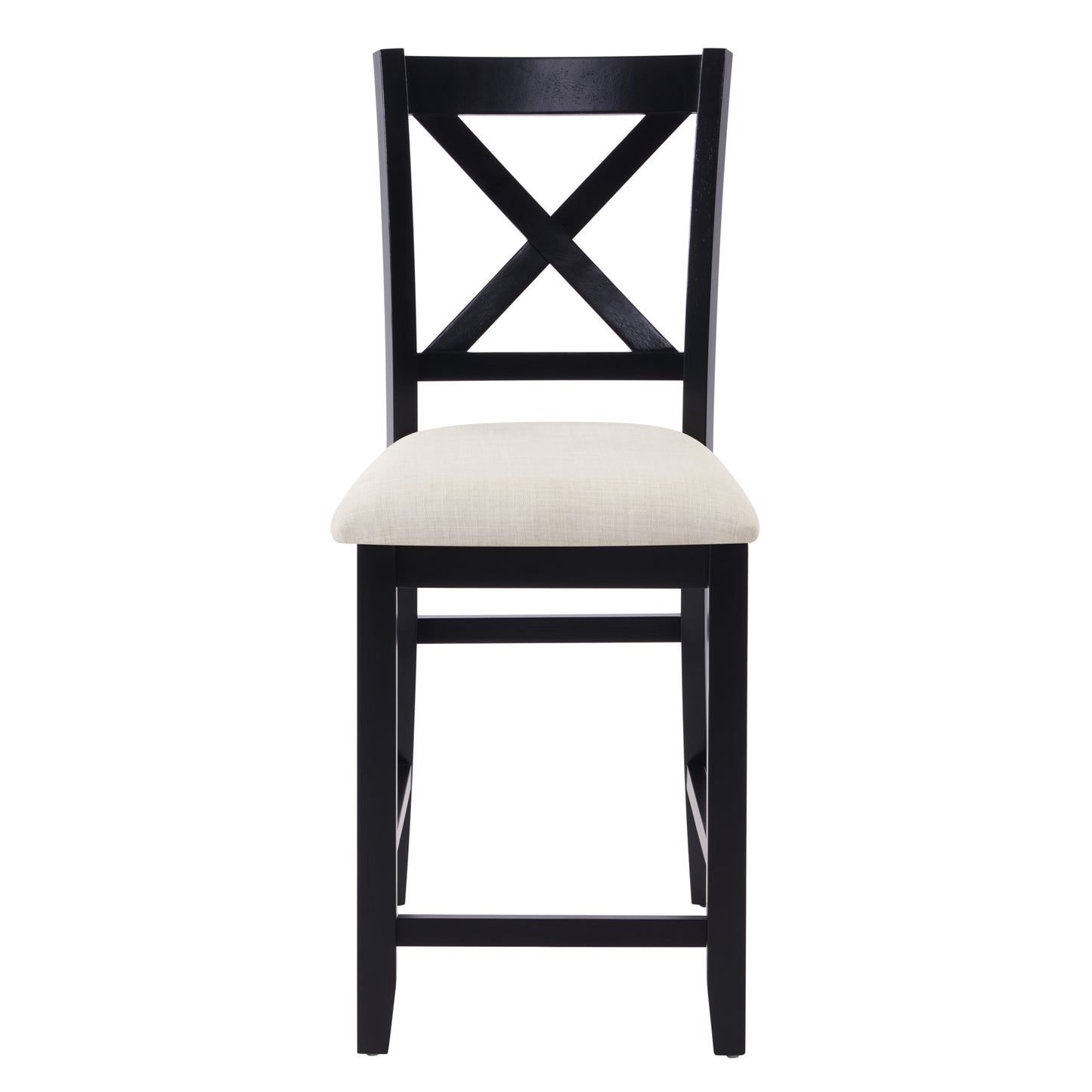 Wooden Counter Height Dining Chairs Set of 4 - Black & Beige