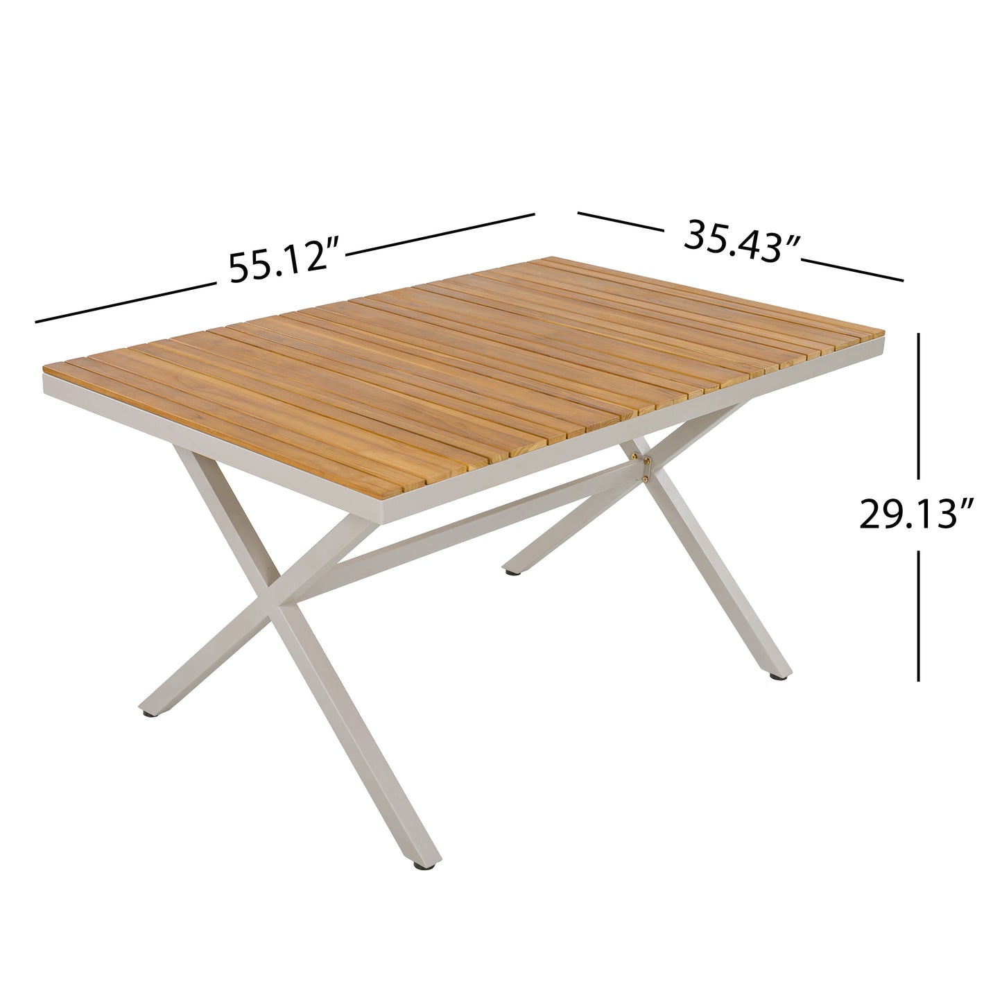 Outdoor 5-Piece Dining Set - Rectangular Teak Wood Table 4 Wicker