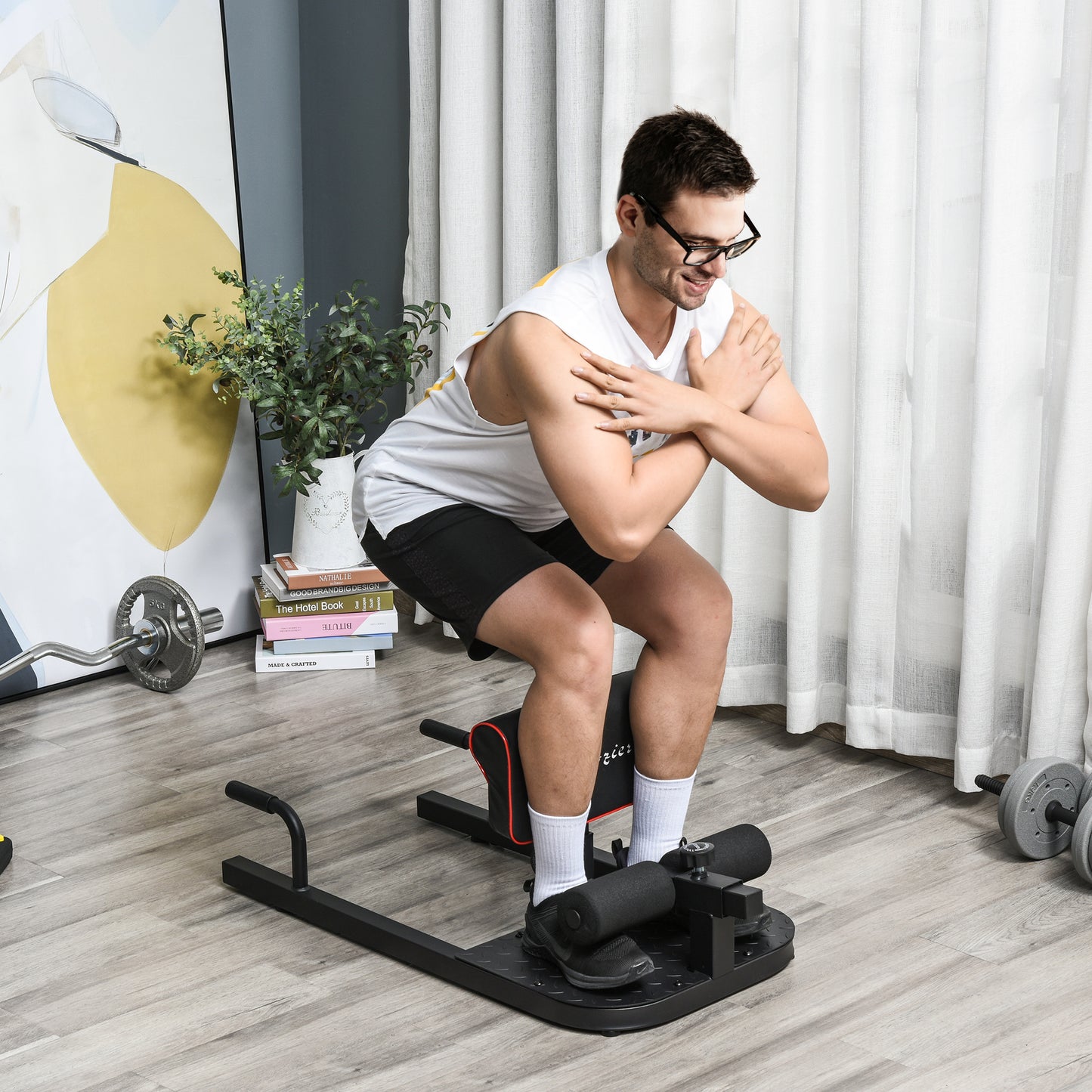 3-in-1 Padded Push Up Sit Up Squat Machine - Home Gym Fitness Equipment