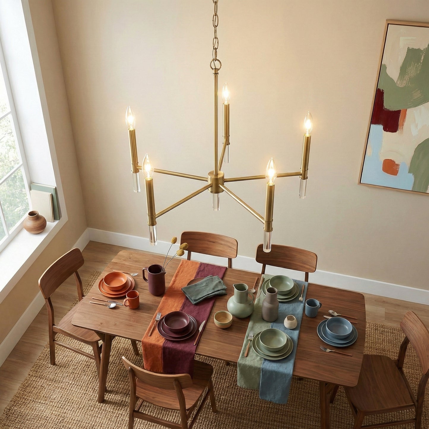 Courtyard Five Light Golden Brass Candle Chandelier 24 W X 17.75 H