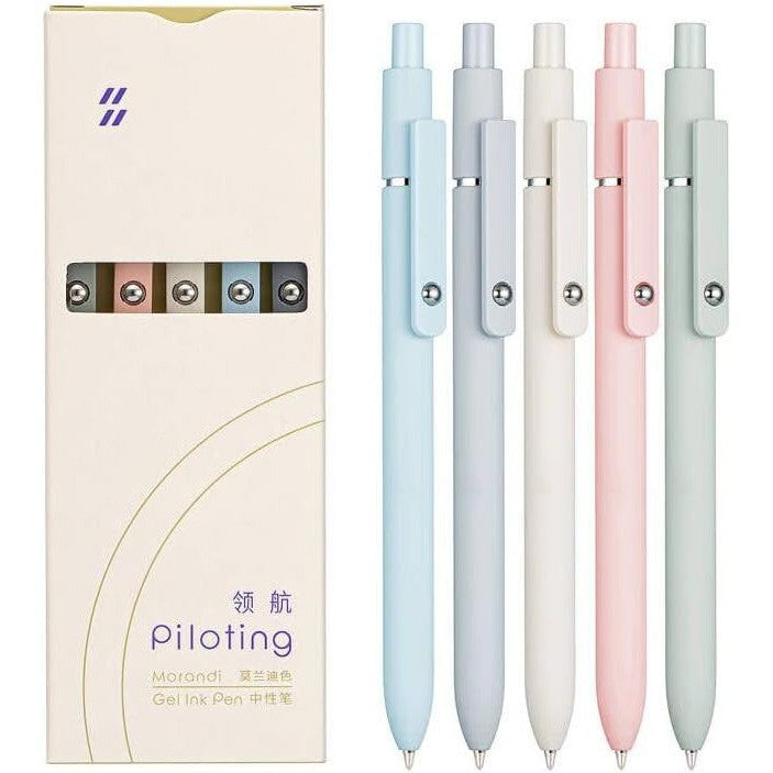 Neutral Refill Pen Set - 0.5mm Tip, Gradient & Morandi Colors, 5 Pieces