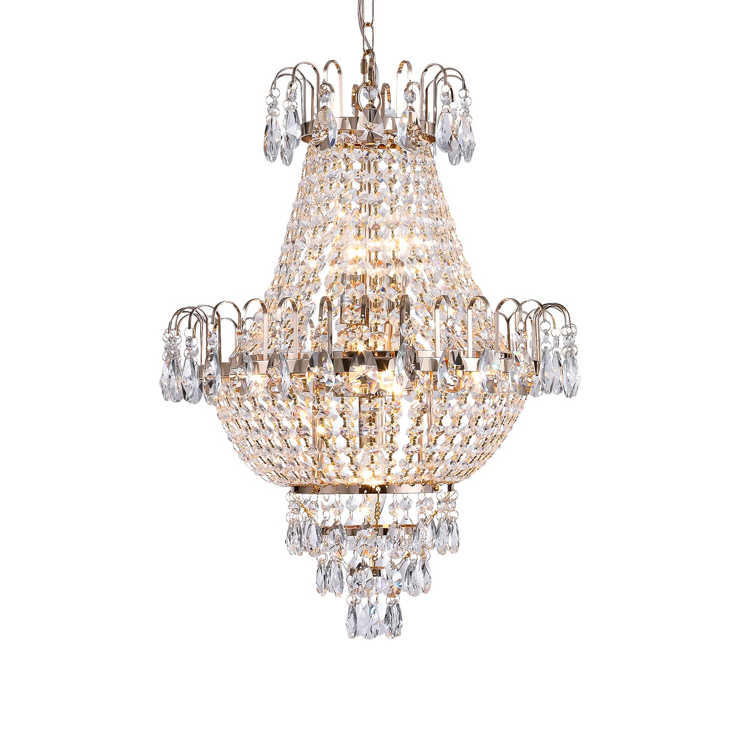 Large Gold Crystal Chandelier - Luxury Ceiling Light Fixture