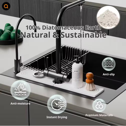 Diatomaceous Earth Sink Tray Stone Home Caddy Kitchen Instant Dry