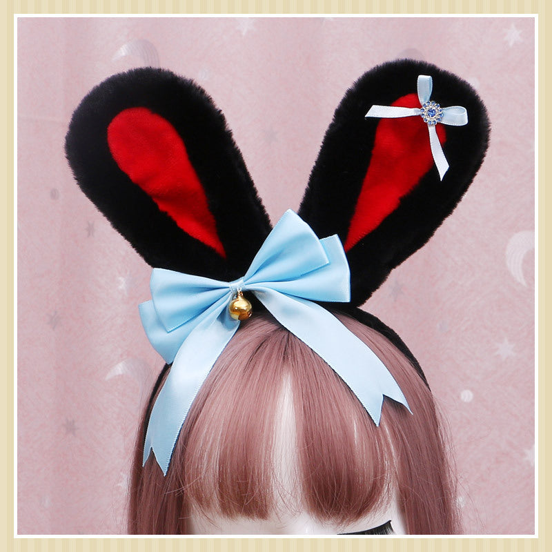 Animal Ears Headband with Bowknot Plush Rabbit Design for Cosplay & Fashion