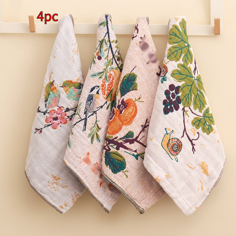 Cotton Gauze Face Towels Set - 4 Harvest Style 36x36cm for Home & Family